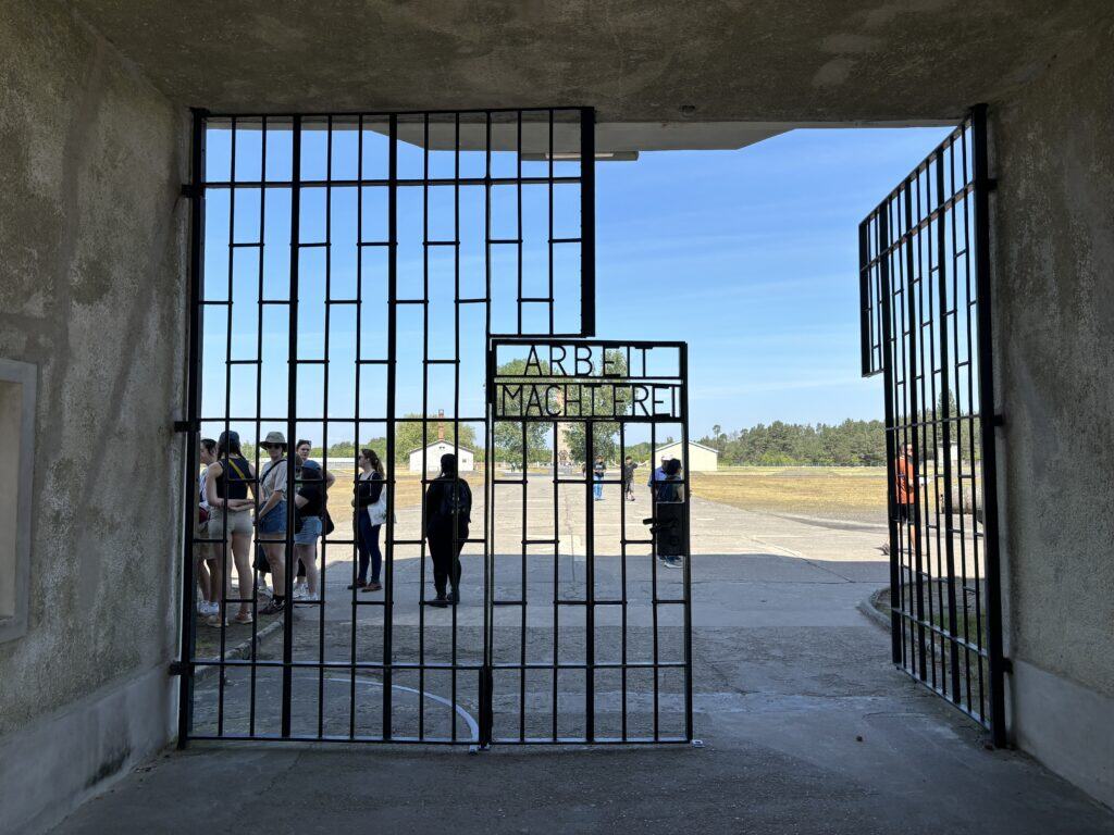 Custom Tours Arbeit Macht Frei sign at Sachsenhausen Concentration Camp